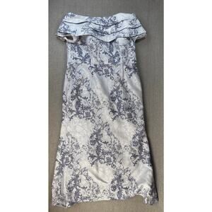 Jade Couture by Jasmine Formal Dress Full Length Gown Off the Should Blue Sz 20
